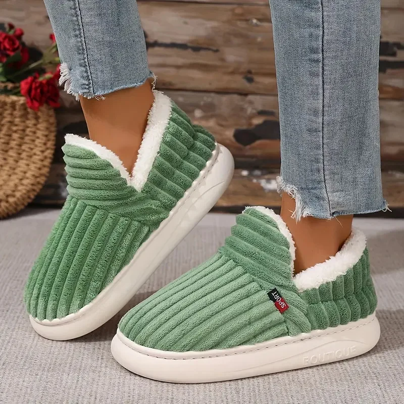 

Женские ботинки, новые зимние мужские тапочки, теплая хлопковая обувь, домашние пушистые женские ботинки, уличные нескользящие домашние ботильоны, обувь