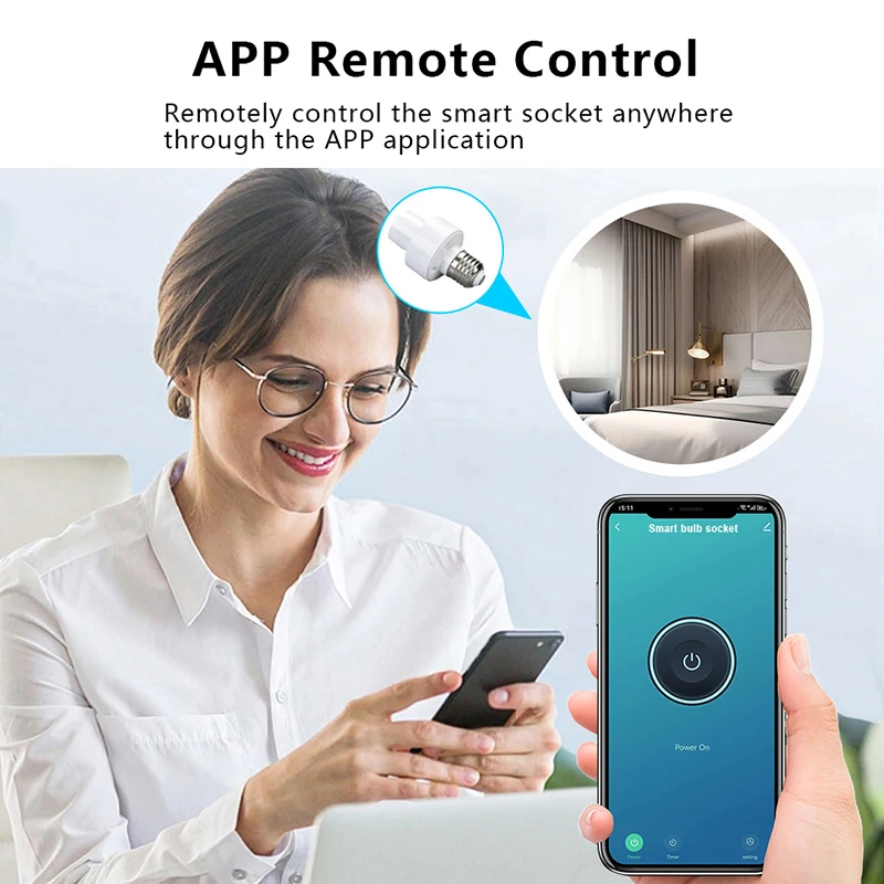 Tuya WiFi Smart Light Socket Adapter E27/E26 portalampada Base AC85-265V Smart Life APP Control funziona con Alexa Google Home