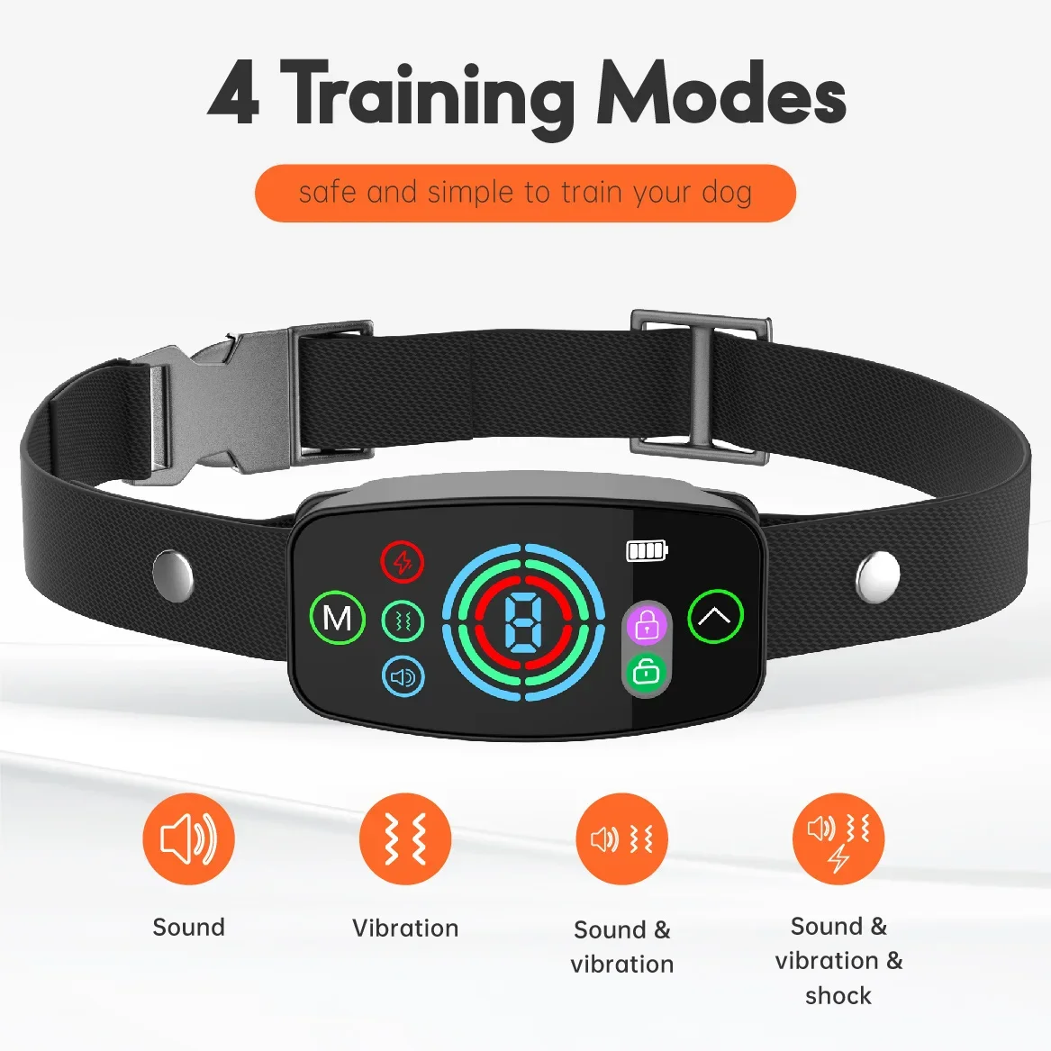 

Smart Anti-Barking Dog Collar, IP67 Waterproof Rechargeable Electronic Fence for Dogs, 8 Sensitivity Levels Barking Stopper