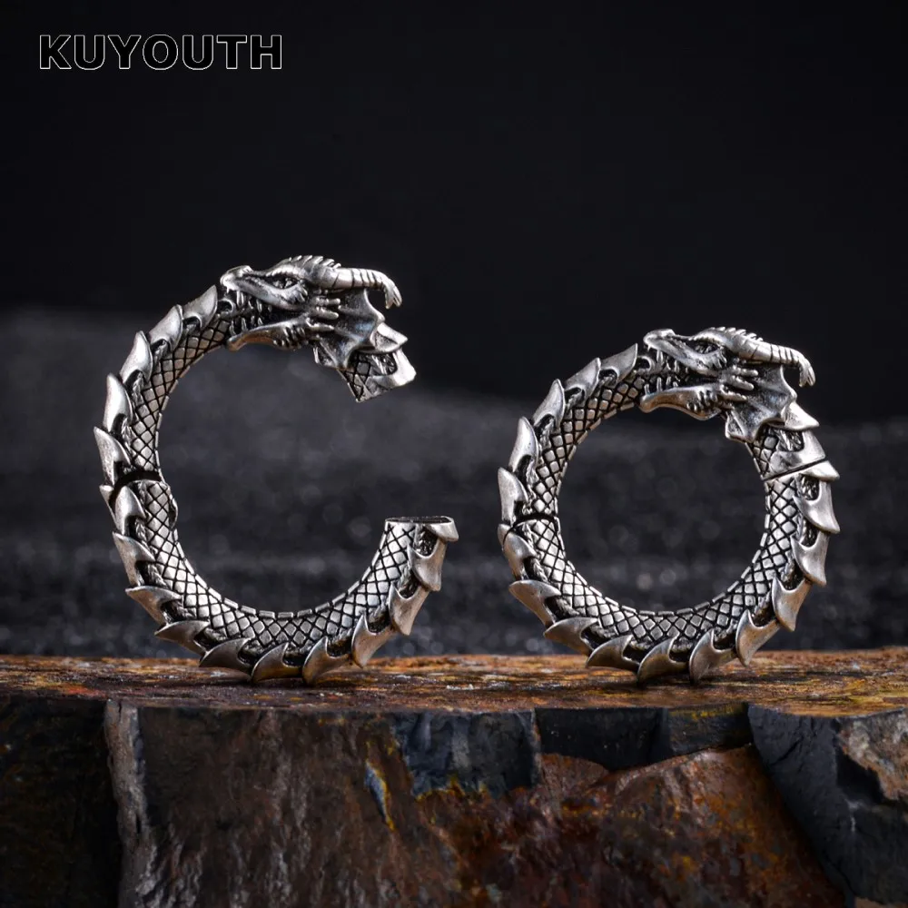 KUYOUTH Trendy Copper Dragon Ring Ear Weight Magnet Earring Gauges Piercing Body Jewelry Expanders Stretchers 5mm 2PCS