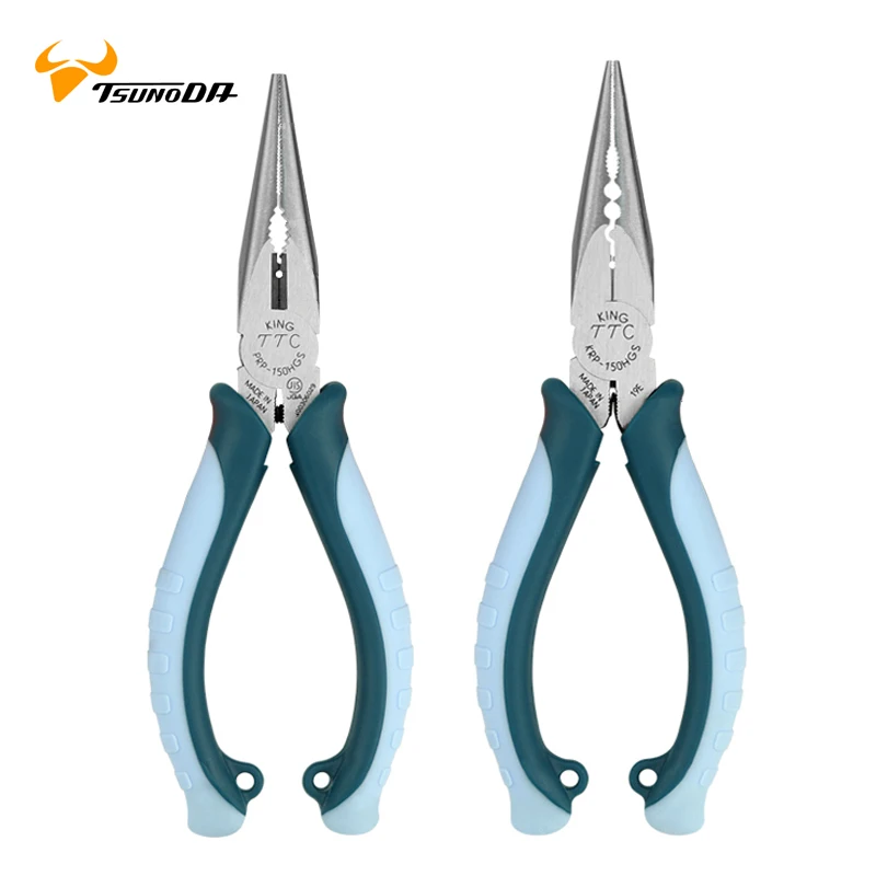 Tsuno DA Combined Long Nose Pliers For Cutting Wire and Bending Metal Plates Needle Nose Pliers with Coil Spring NO.PRP-150HGS