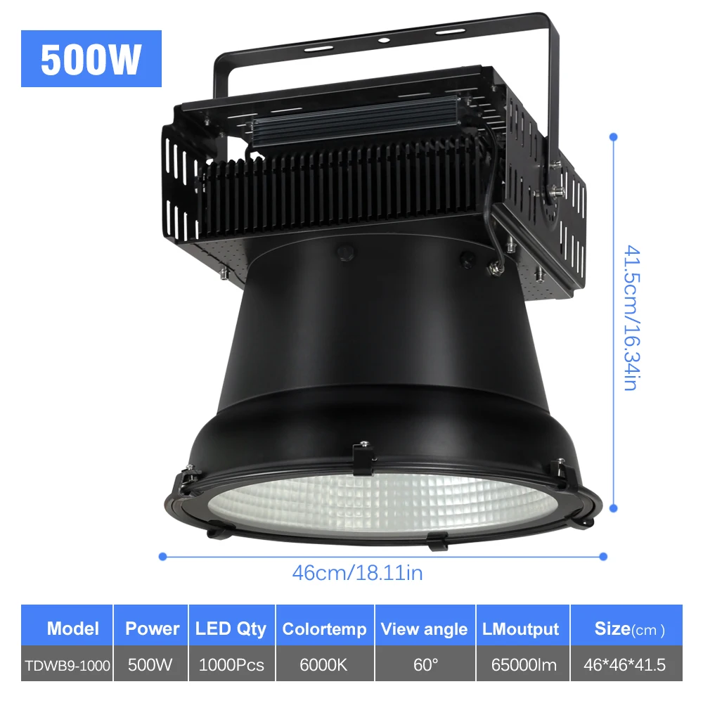 300W 500W LED draaibare kraanlamp AC100-277V IP65 Hoge lumen buitenlamp voor bouwplaatsen en brede stadions