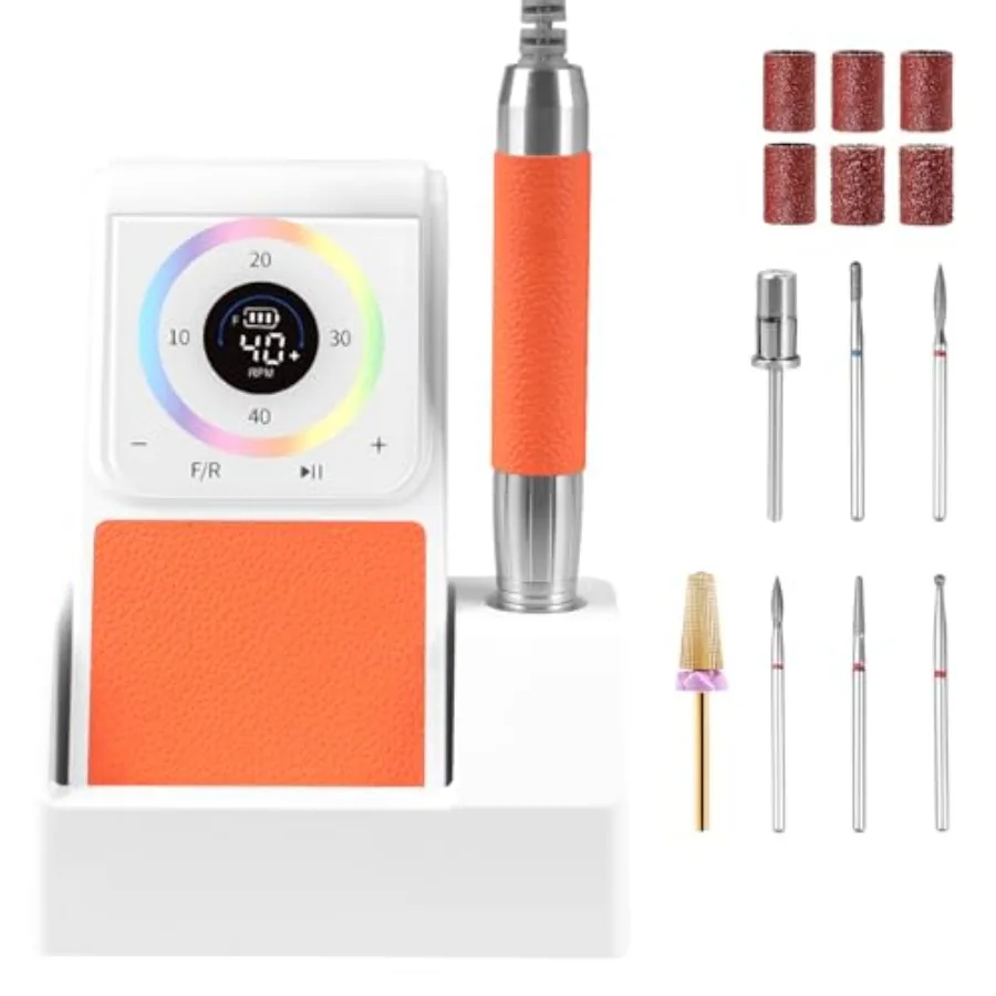 

Professional Nail Drill 40 000RPM Electric Brushless Nail Drill Rechargeable Portable Touch Control Quiet Vibration-Free Cordle