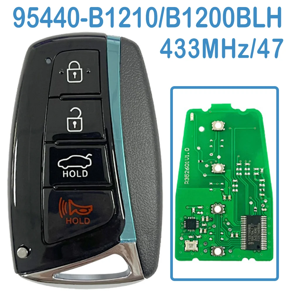 

95440-B1210 95440-B1200BLH Auto Smart Remote 4 Buttons 433MHz ID47 Chip Replace Car Key Fob For Hyundai Genesis 2015-2017