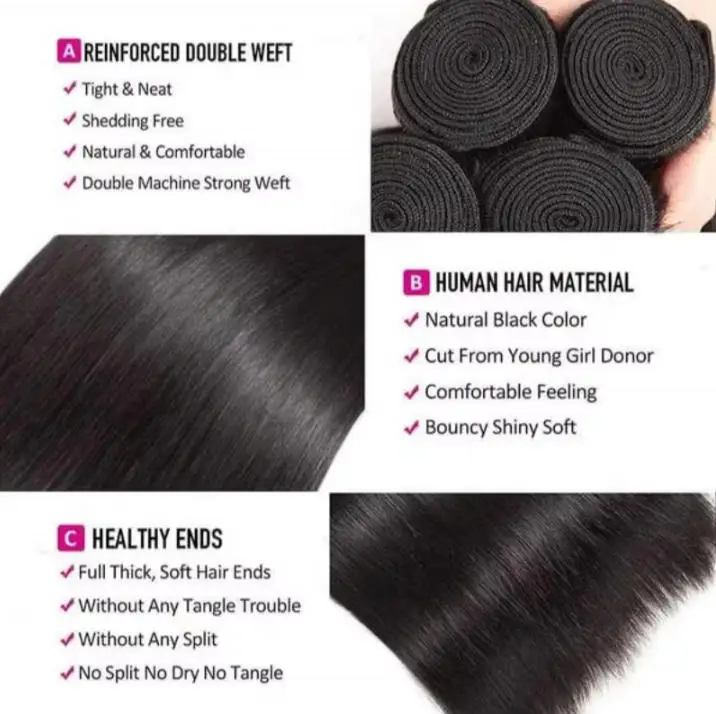 40 42 Inch Long Straight Human Hair Bundles Natural Brazilian Virgin Hair 1/3/4 Bundles Hair Extensions Double Weft Wet And Wavy