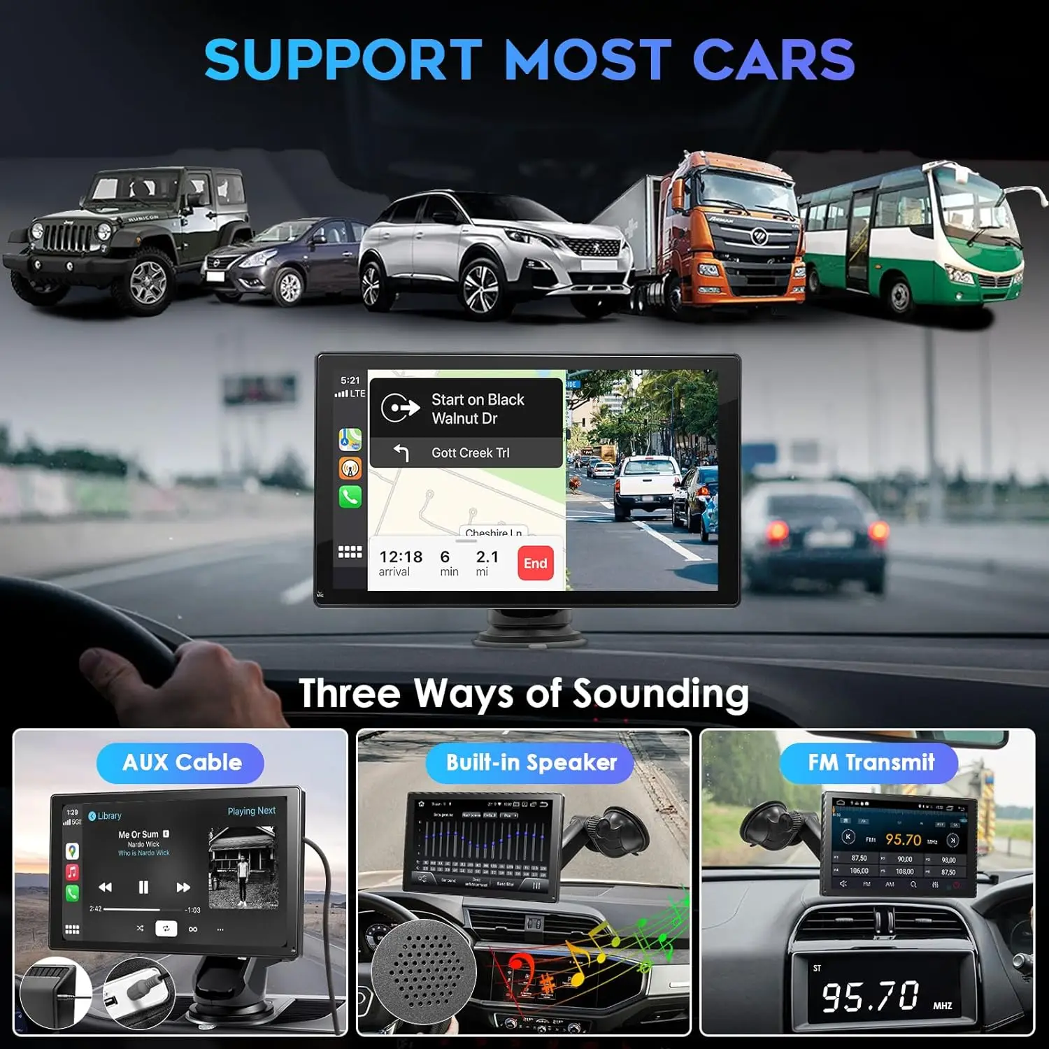 7/9 Inch Car Radio Carplay Automotive Multimedia Car DVR Stereo Receiver Bluetooth Android Auto Wireless GPS Car Mirror Player