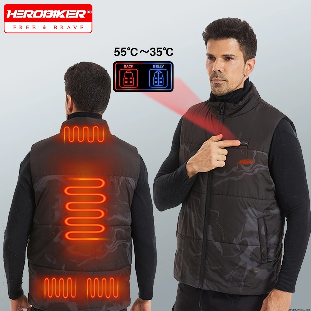 

Men USB Infrared 6 Heating Areas Vest Jacket Men Winter Motorcycle Electric Heated Vest Waistcoat Sports Hiking Oversized 6XL