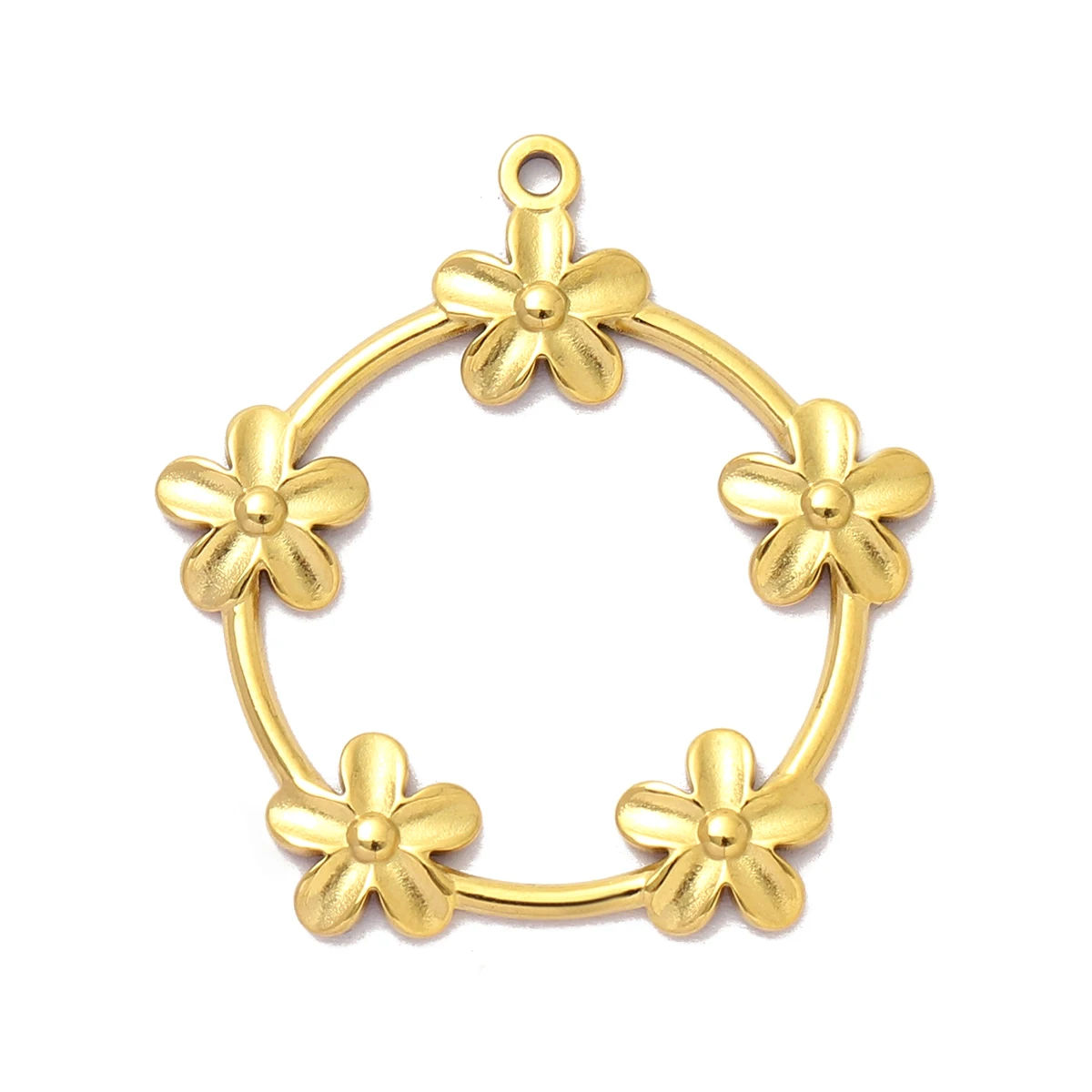 5pcs/Lot French Stainless Steel Garland DIY Earrings Charms Flower Heart Necklace Pendants Women\'s Ginkgo Leaf Jewelry Wholesale