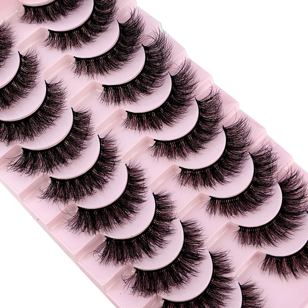 10 par rzęs w rosyjskie paski, puszyste sztuczne rzęsy z norek, rzęsy 3D, rosyjskie kręcone rzęsy, sztuczne rzęsy