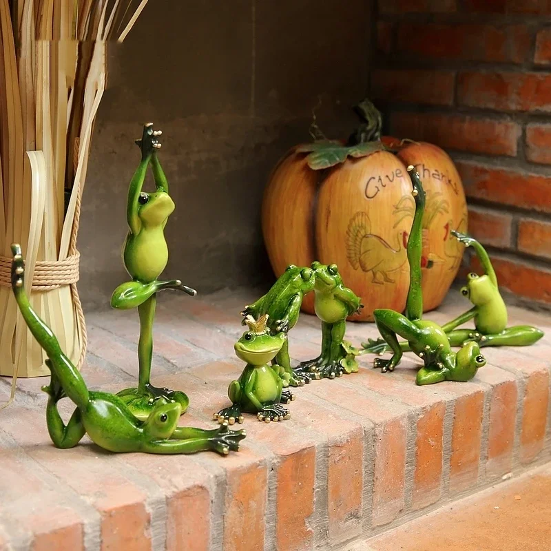 Yoga Frog Statue Resin Figurine Office Home Decoration Desktop Decor Handmade Crafts Sculpture Entrance Wine Cabinet Ornaments