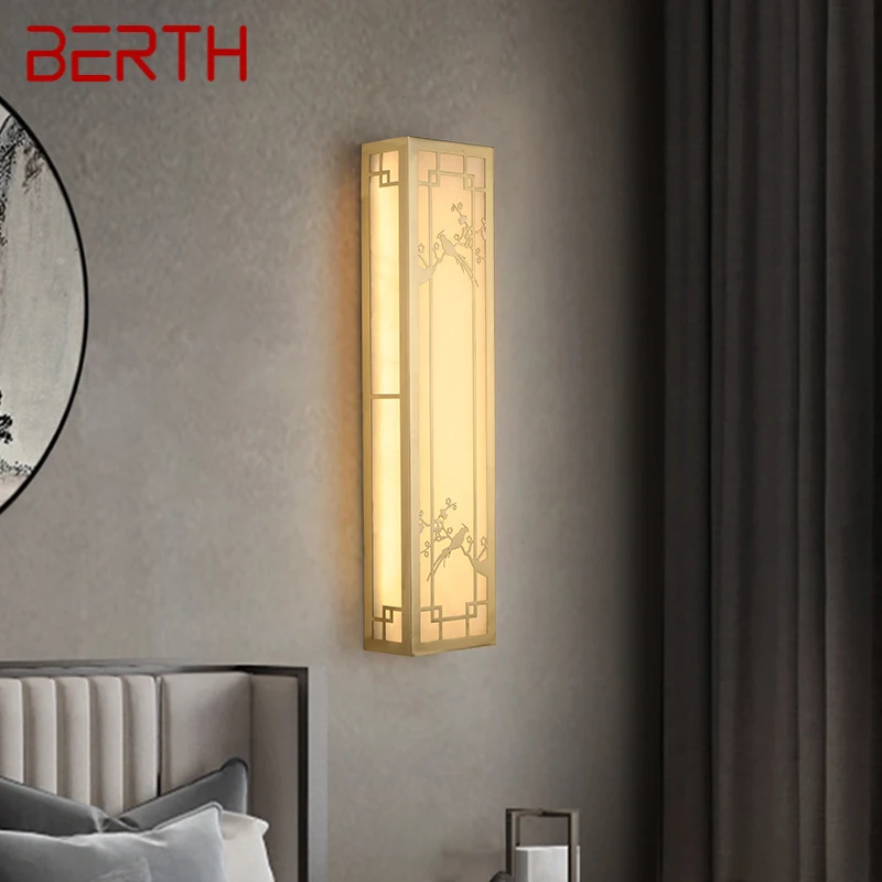 

BERTH Brass Wall Light LED Modern Luxury Marble Sconces Fixture Indoor Decor for Home Bedroom Living Room Corridor