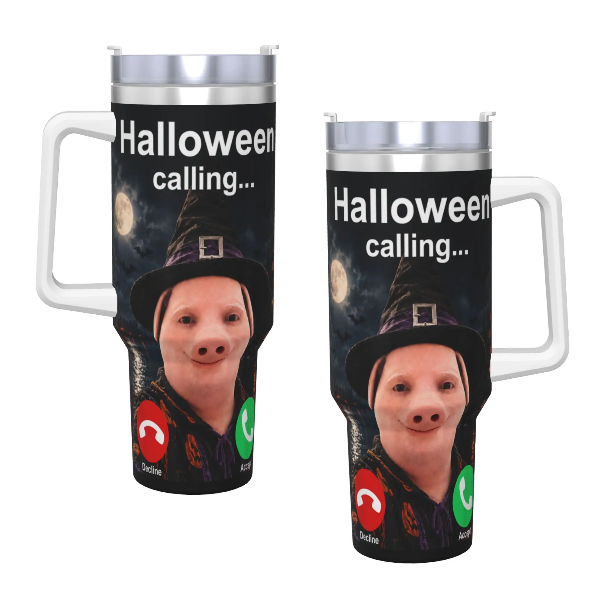 Stainless Steel Tumbler John Pork Halloween Brainrot Meme Thermal Mug  Portable Cold Drink Mugs Cup Travel Custom Water Bottle