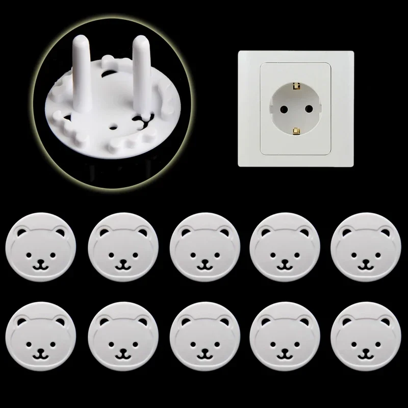 5pcs Bear EU Power Socket Electrical Outlet Baby Kids Child Safety Guard Protection Anti Electric Shock Plugs Protector Cover