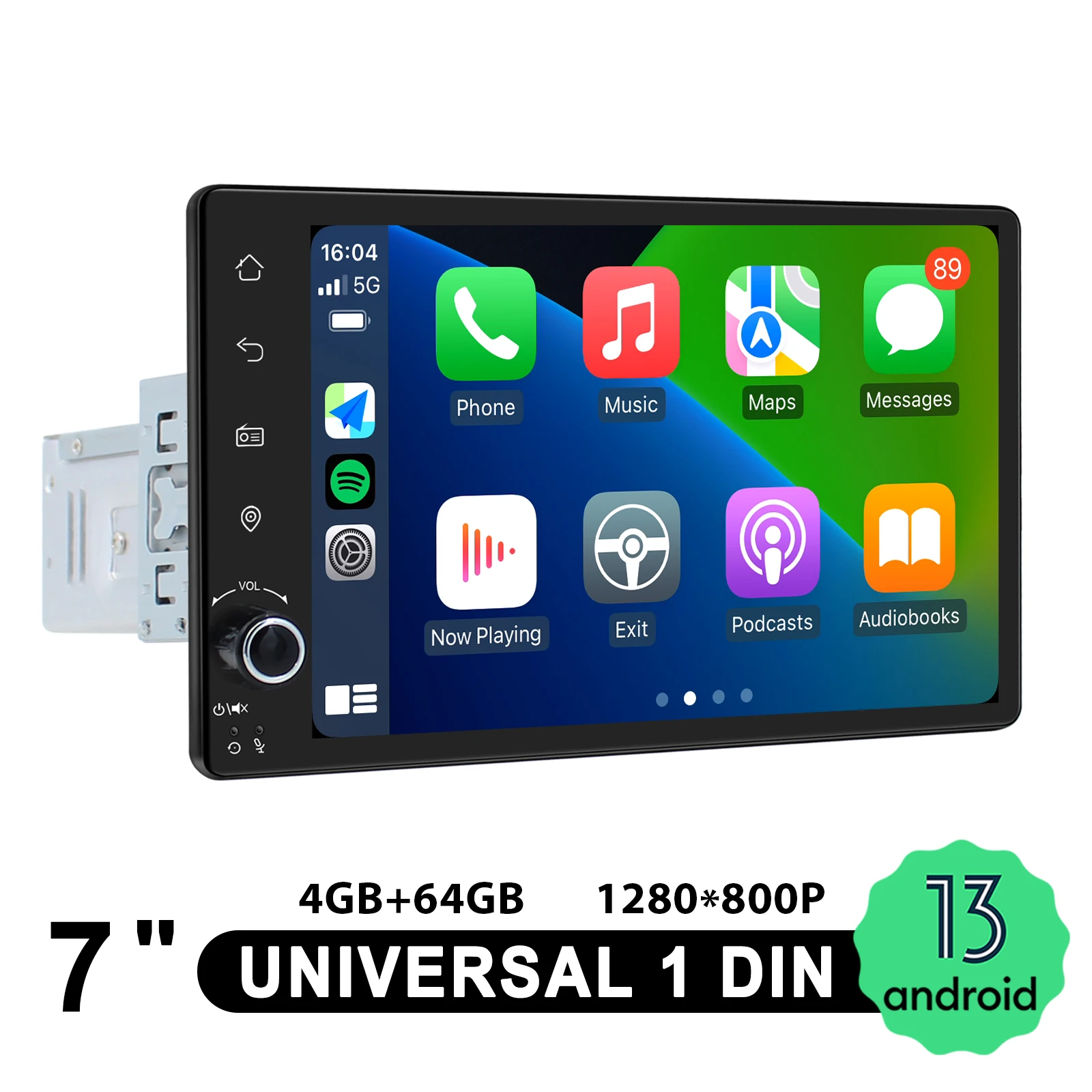 Joying 7 بوصة 8G + 128G Android Unversal راديو ستيريو للسيارة مشغل Carplay الوسائط المتعددة مع 360 ° منفذ الكاميرا + مخرج HDMI لمسند الرأس.