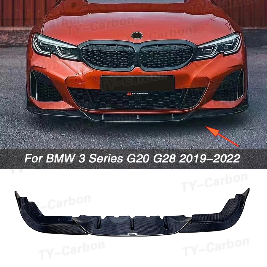 For BMW 3 Series G20 G28 M Sport 2019-2022 320i 330i TK Carbon Fiber Car Front Bumper Lip Body Kit Splitter Bumper Canard Lip