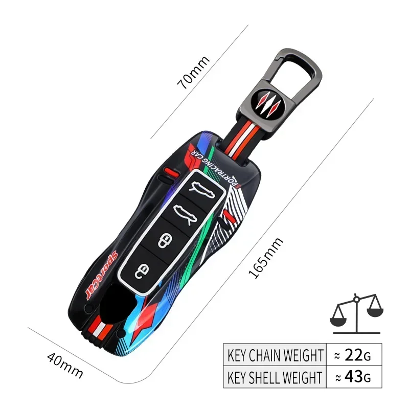 3 4 Bottons Racing Style Metal Car Key Case Fob Cover for Porsche Boxster Cayman Panamera Cayenne Macan 718 911 Taycan