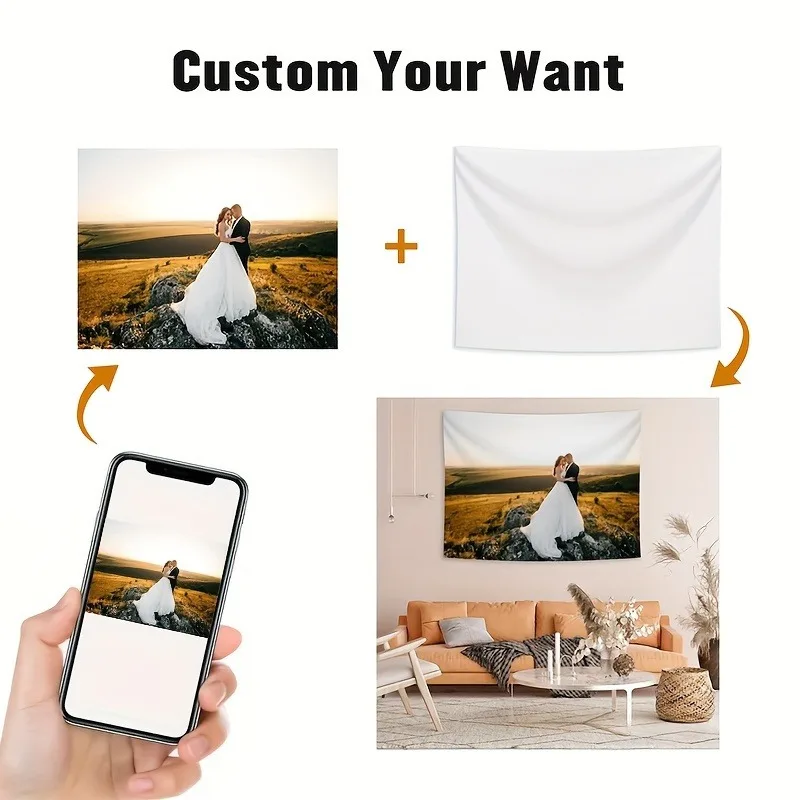 1 Customizable Patterned Tapestry - Soft Brushed Polyester, Horizontally Arranged for Bedroom and Living Room Decoration - High-Definition Photo Printing, Soft and Warm, Suitable for Sofa, Bed, Office, Car, and Outdoor Travel - Perfect for All Seasons, Halloween, Thanksgiving, Birthdays, Weddings, Couples, Valentine's Day, Graduation, Parties, and Holidays, Ideal as a Gift for Men and Women