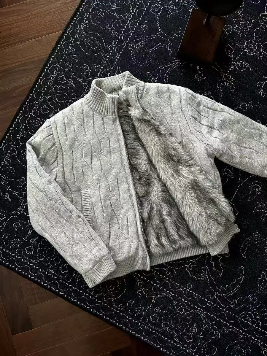 

Мужской вязаный кардиган Cleanfit American Style с флисовой подкладкой, осенне-зимняя повседневная вязаная кофта-жакет