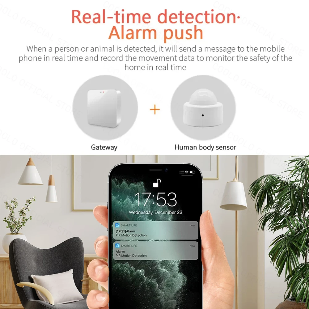 Tuya ZigBee Sensor de movimiento PIR, Detector infrarrojo de cuerpo humano, alarma antirrobo de seguridad, funciona con Tuya Smart Life, Alexa y Google