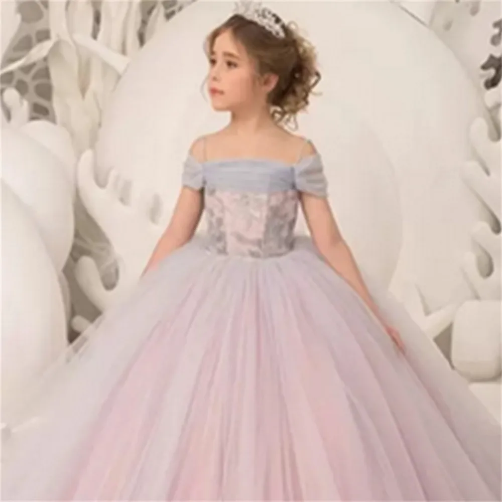 Vestido De Princesa Em Camadas De Sling, Menina De Flores, Gaze, Renda, Impressão, Primeira Comunhão, Vestidos, Presente De Aniversário, Festa De Casamento, Bola, Sonho