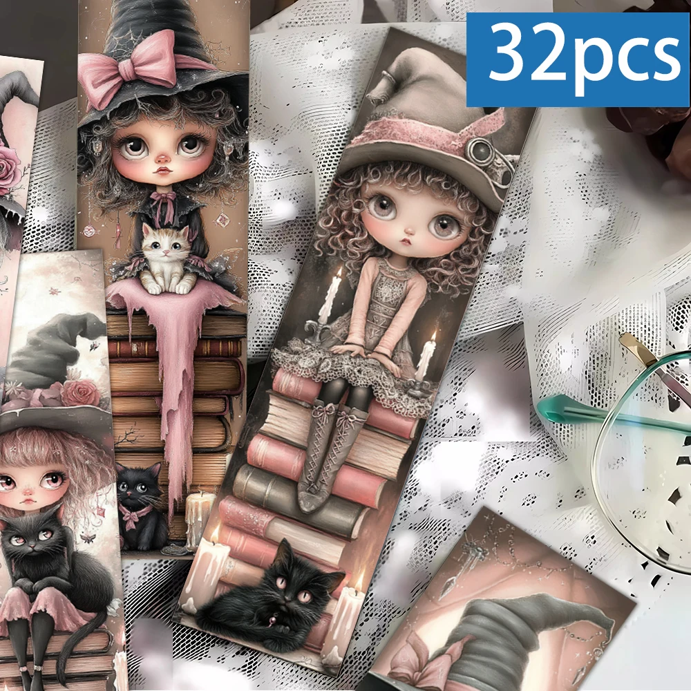 32pcs, Witch and Book Series Bookmarks, Christmas, Teacher Gift, Back-to-School Holiday Gifts, Creative Artistic Designs