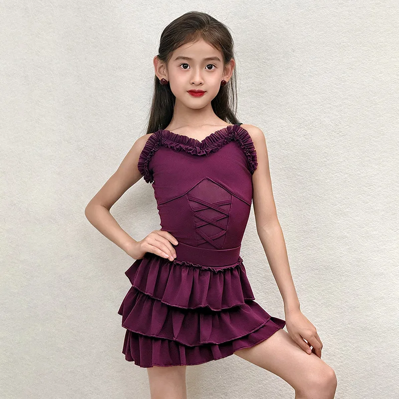 children's-latin-dance-performance-costume-set-sleeveless-ruffles-bodysuit-and-cake-skirt-kids-girls-dancewear