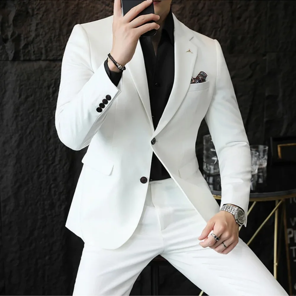 

2 Piece Brown Men Suits Set Formal Single Breasted Male Suit Slim Daily Smart Causal Office Wedding Tuxedo