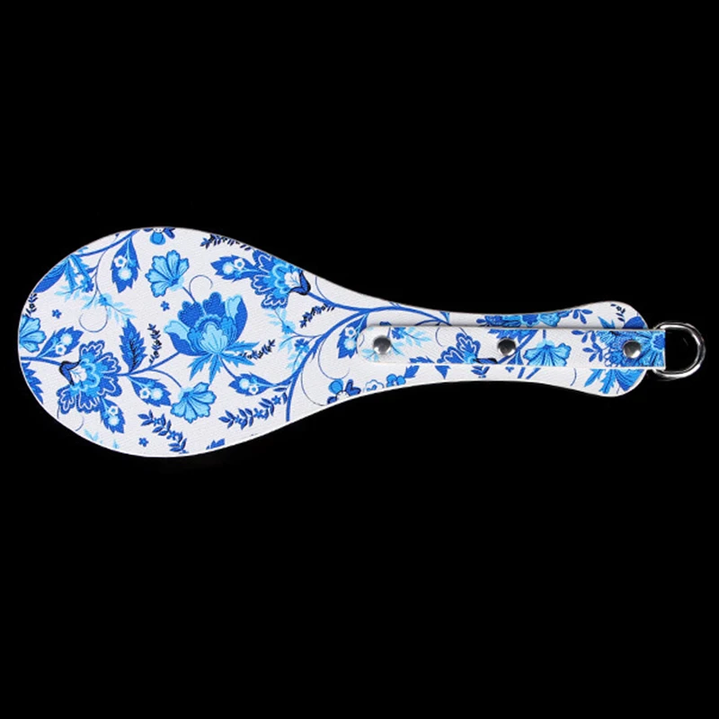 27.5CM Blue and White Pattern PU Leather Horse Whip for Equestrianism Horse Riding Spank Bat
