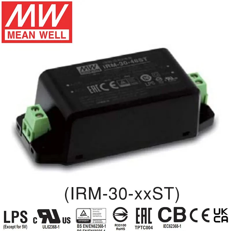 Oznacza dobrze IRM-30-24 IRM-30-24ST tryb przełączania zasilacz 30w 12v 24v AC DC oznacza dobrze do montażu PCB dostaw zielonej moduł zasilania