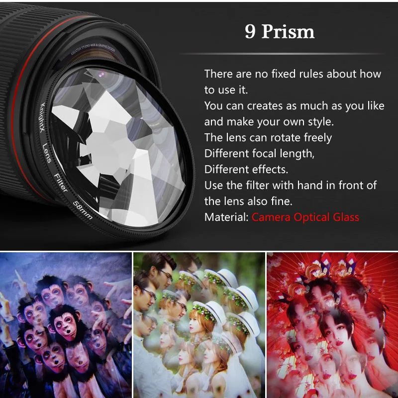 KnightX mobile phone Prism LENS Filter 58mm UV CPL ND accessories photography Macro Lens lens For iPhone 11 12 13 Xiaomi Samsung