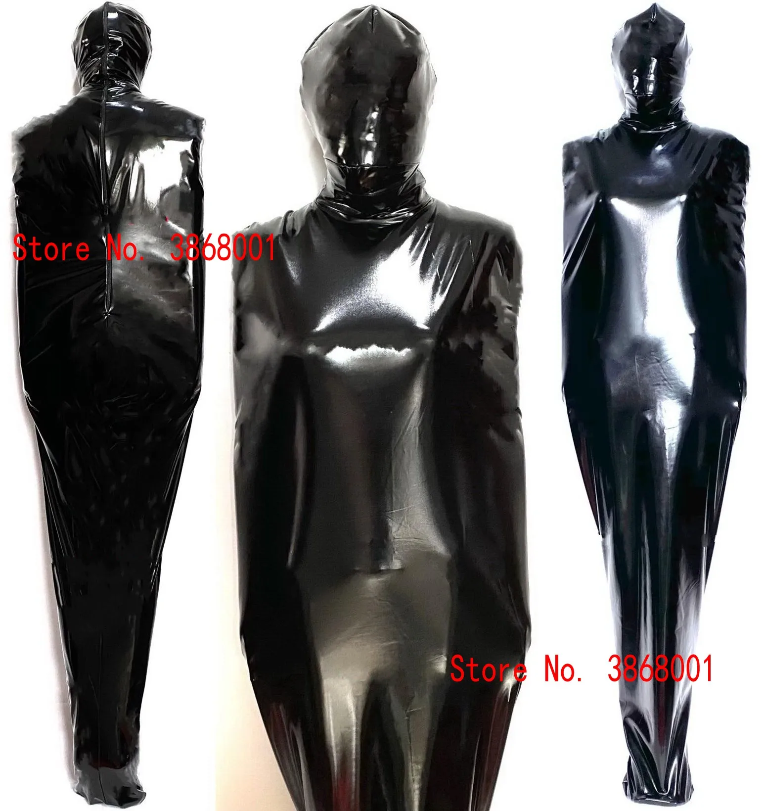 Pvc faux leder frauen sexy schwarz mummy body Shiny Schlafsack Zentai Catsuits erwachsene cosplay bodybag Phantasie Kleid