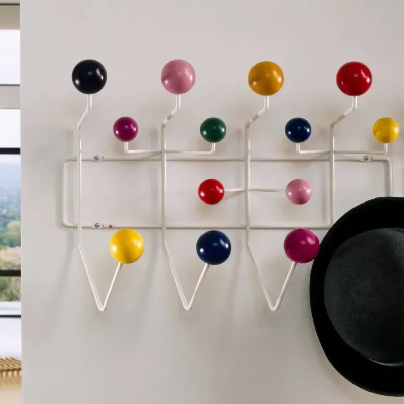 Minimalist Metal Coat Stand with Wood Base for Home Office Industrial Style Coat Rack with Wooden Shelves and Metal Ball Holer image 2