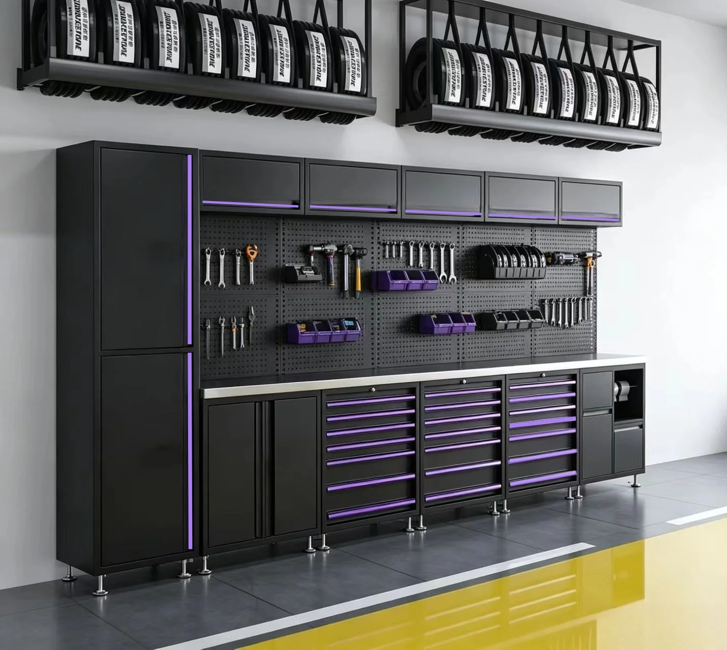 Customized Modular Steel Heavy-duty Combination Tool Cabinet Garage Storage Solution Suitable For Garage Maintenance Workshops