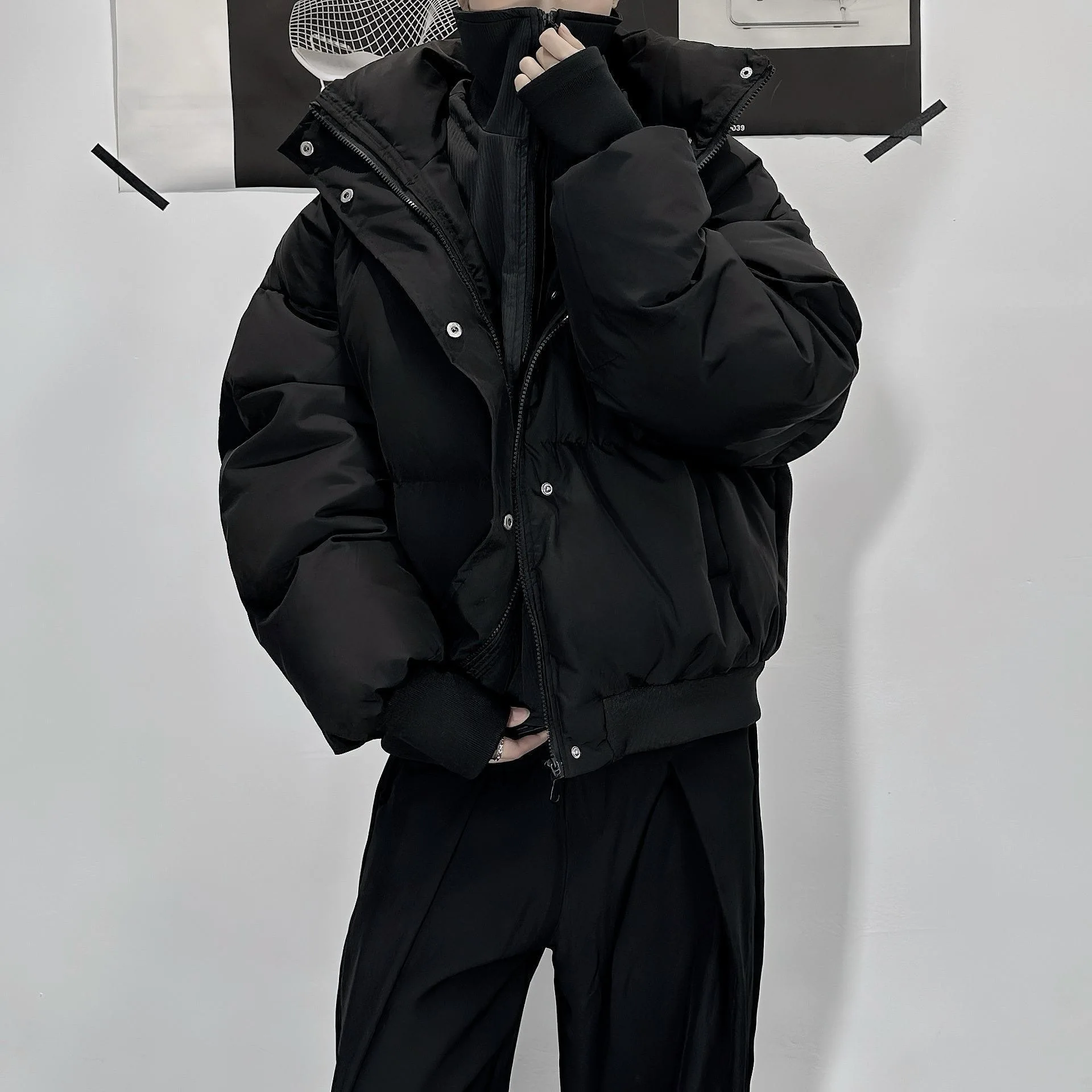 Men's Two-piece Standing Collar Padded Jacket New High-end Short  New Trendy Lightweight Loose and Warm Winter Design