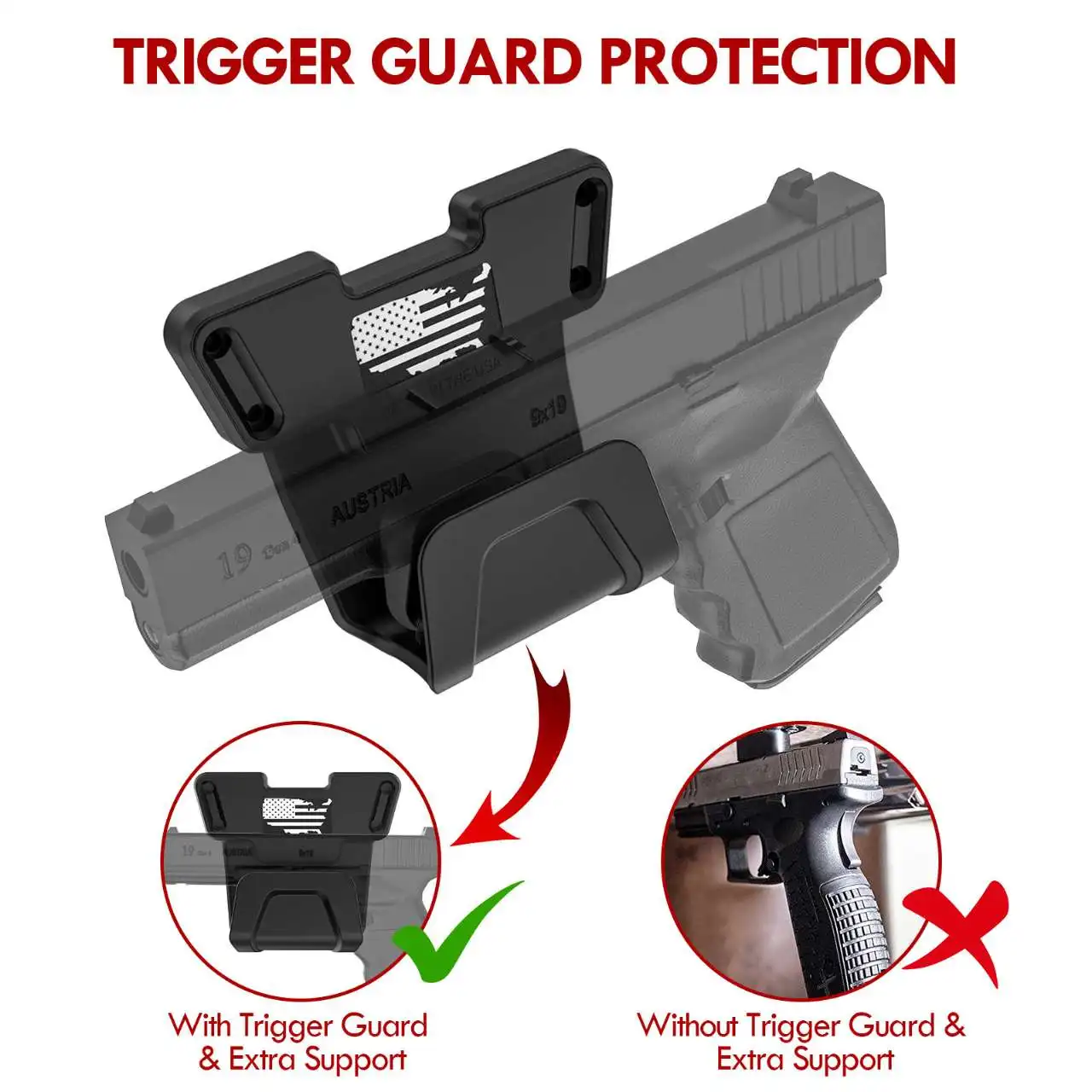 2024 Magnetic Gun Mount Hunting Outdoor for Glock Gun Hunting Outdoor Sport Accessories for Glock G17 G19 G43x 1911 AR15