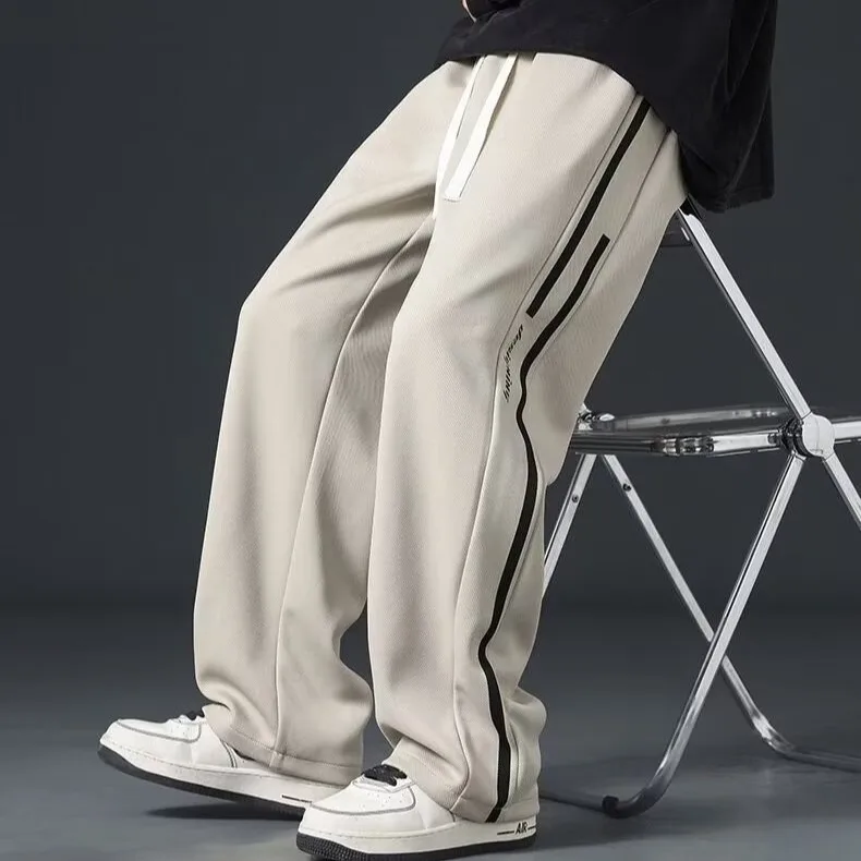 

Fashion New Mens Trousers Sports Streetwear Male Loose Drawstring Charm Summer Pants Casual Men Straight Wide-leg Pants Trend