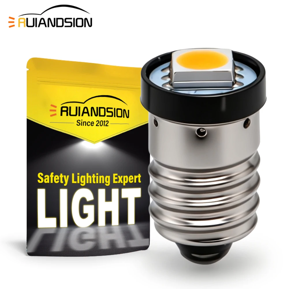 2Pcs E10 Lamp LED Bulb 3V 6V 12V 24V Warning Signal Bulbs 3000K 4300K 6000K White MES 1447 Screw for Torch Bike Bicycle