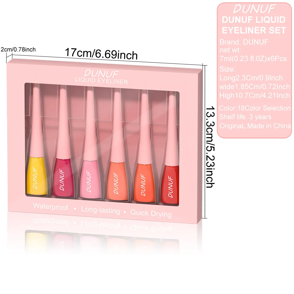 6 Colors Gift Set Smudge Resistant Dazzling Eyeliner Waterproof and Makeup Holding