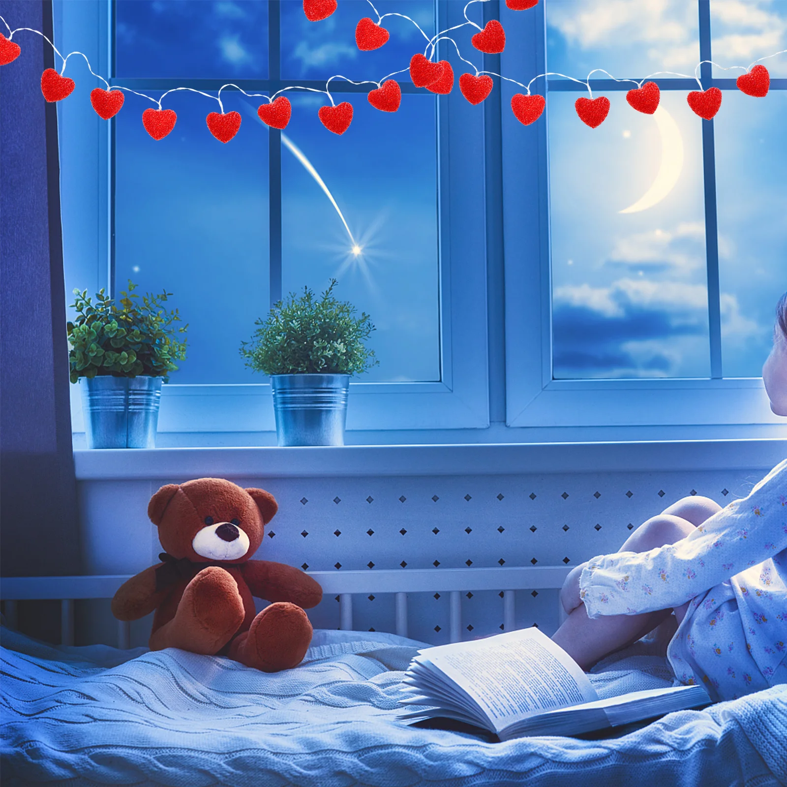 1 قطعة سلسلة ضوء على شكل قلب سلسلة مصابيح للزينة لعيد الحب الطرف الديكور جو رومانسي الدعامة