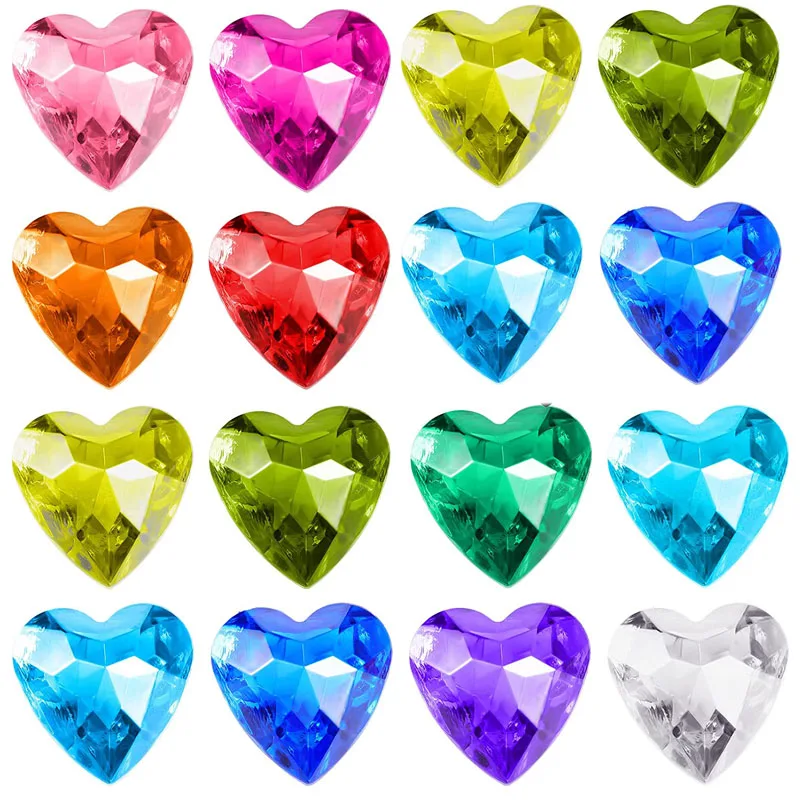 6Pcs 40MM Diamond Gems Toy Treasure Acrylic Heart Gemstones Birthday Party Favors Gift For Kids Juguetes Divertidos