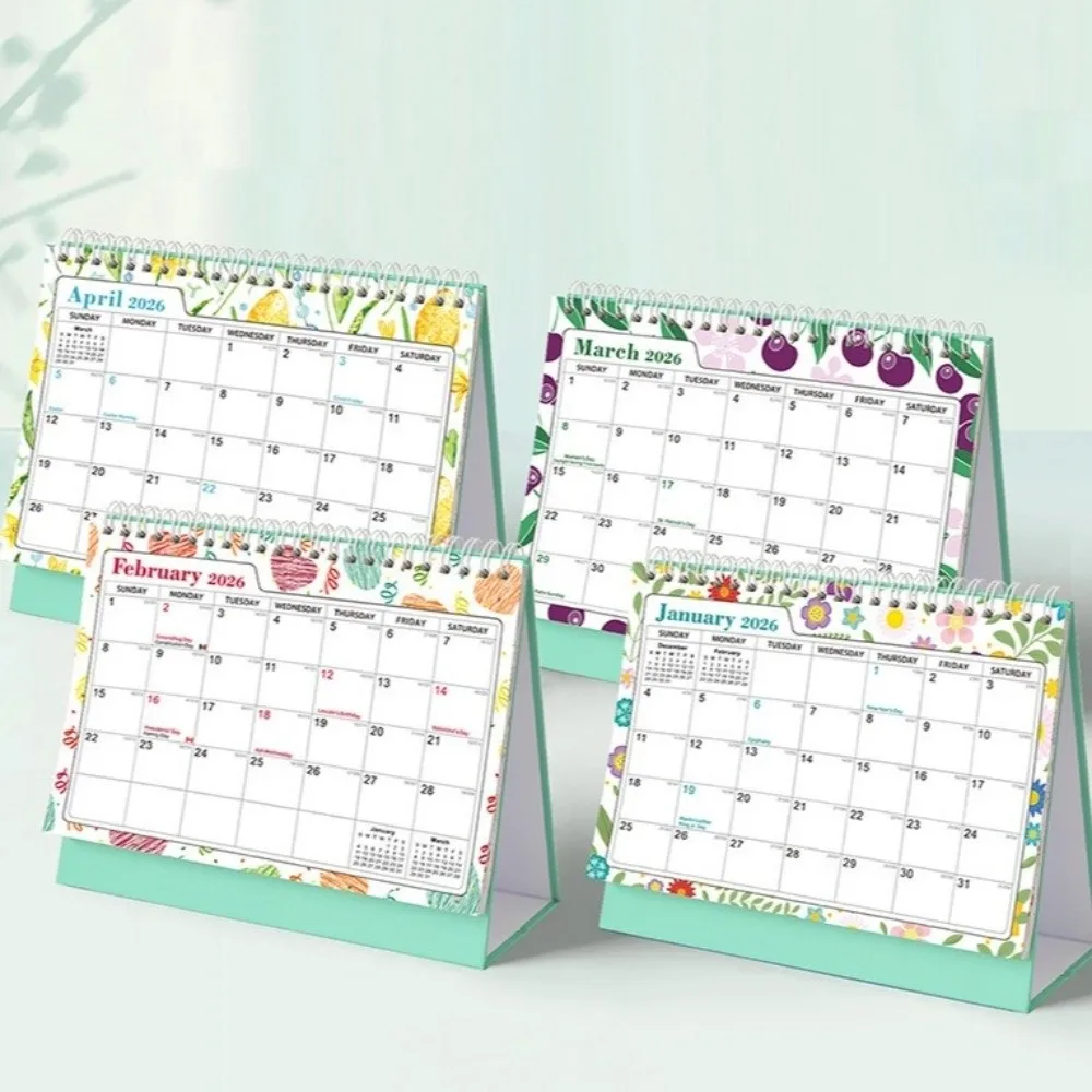 New Cactus Desk Calendar Small January 2026-June 2027 2026 Desktop Planner Standing Flip Office Supplies Monthly Agenda Calendar