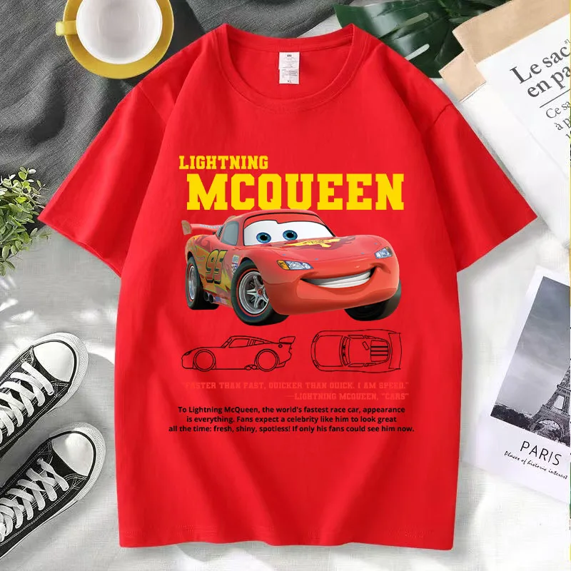 Lightning Mcqueen Red Hip Hop T-shirt for Men Women Anime Cartoon Fashion Short-sleeved Top Couple Summer Sports T-shirts Gifts