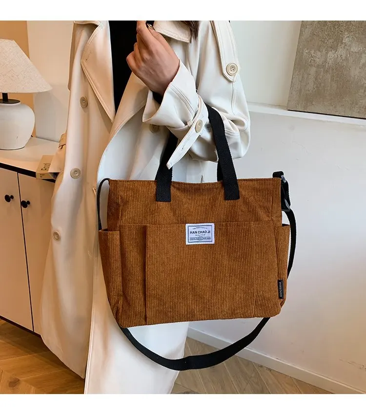 

Вельветовая сумка через плечо 2025 г. — минималистичная повседневная сумка, подходящая для студентов и повседневных поездок на работу, трансформируемая через плечо/ручная сумка