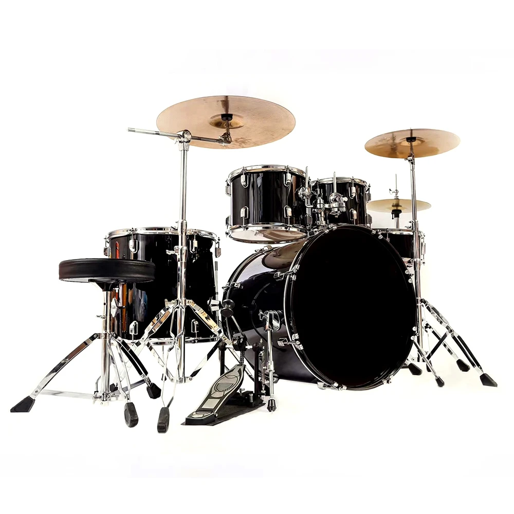 

High Vintage China High End Drum Set 5 Toms 3 Cymbals Jazz Drum Kit Multiple Colors Choice For Sale