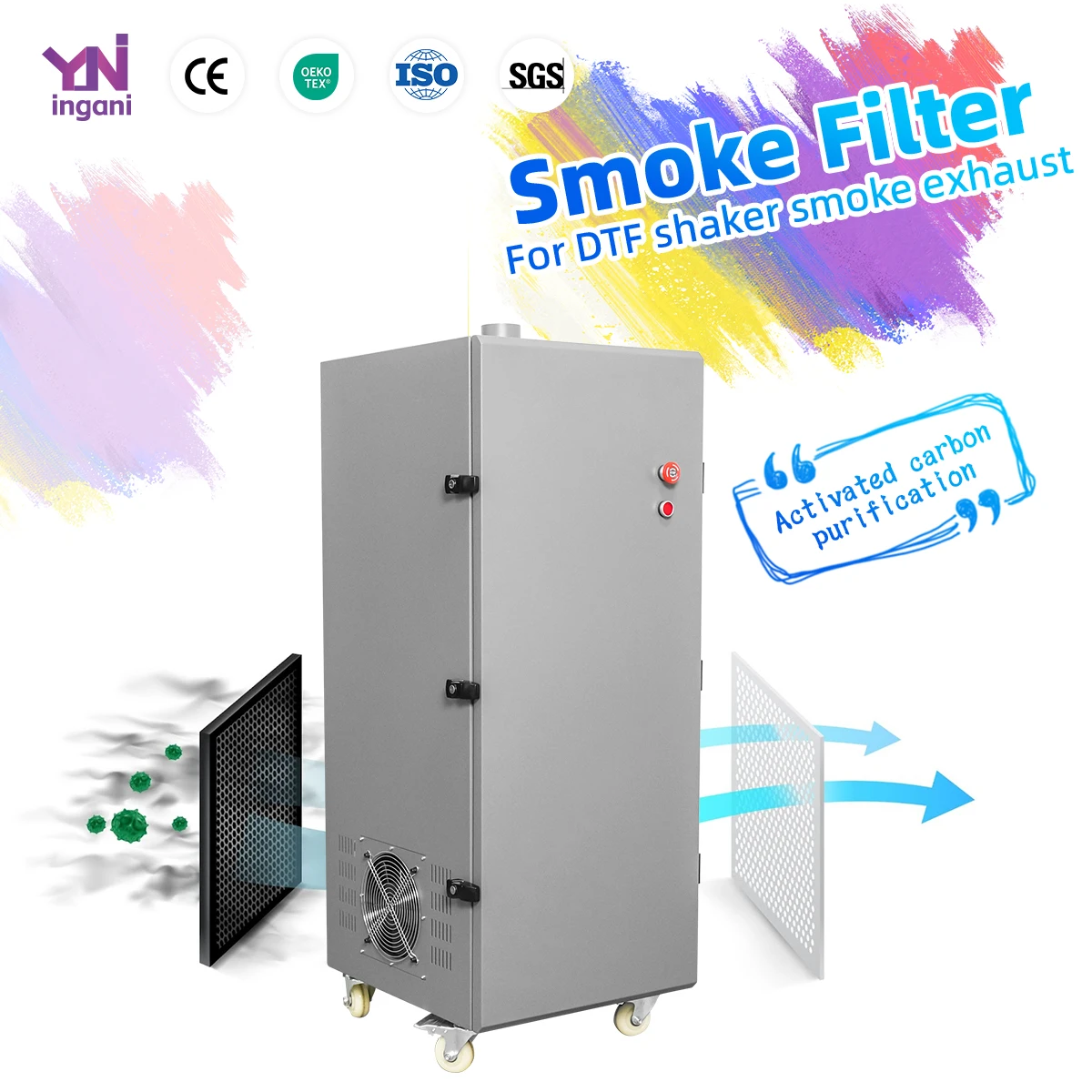 Ingani Oil Fume Separation DTF Smoke Filter Fume Extractor Air Purifier for DTF Powder Shaker Machine
