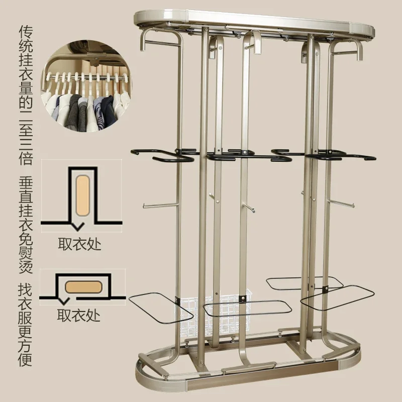 Large-capacity rotating hanger 360-degree multi-function cloakroom floor-to-ceiling metal storage clothes rack is easy to take