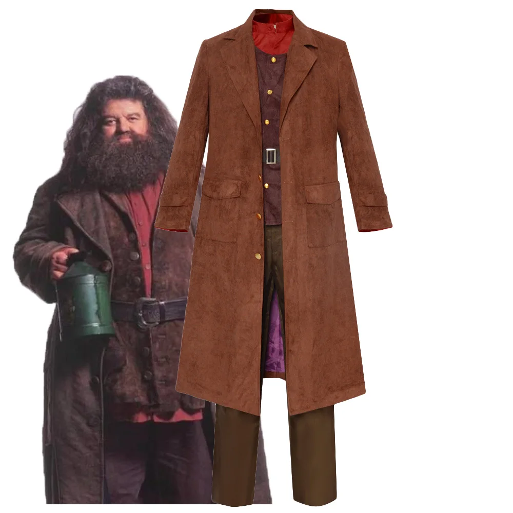 

Hagrid Косплей Костюм Коричневая Униформа Для Взрослых Гигантская Рубашка Hagrid Куртка Длинные Брюки Мужской Ремень Карнавальный Вечерние Маскировочный Комплект