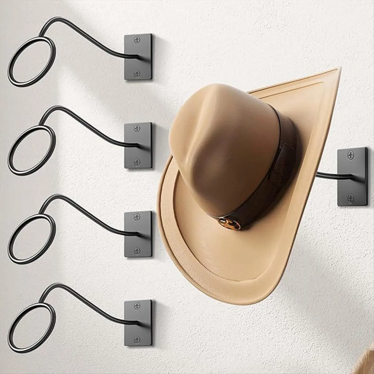 ABPP Cowboy Hat Rack for Wall, 4 Pack Cowboy Hat Holder Wall Mount, Western Rustic Metal Cowboy Hat Hanger, Hat Hooks