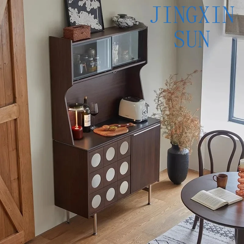 Narrow Side Space Folding Cabinet for 1 Meter Black Walnut Solid Wood Side Cabinet Wall Mounted Standing Storage Unit