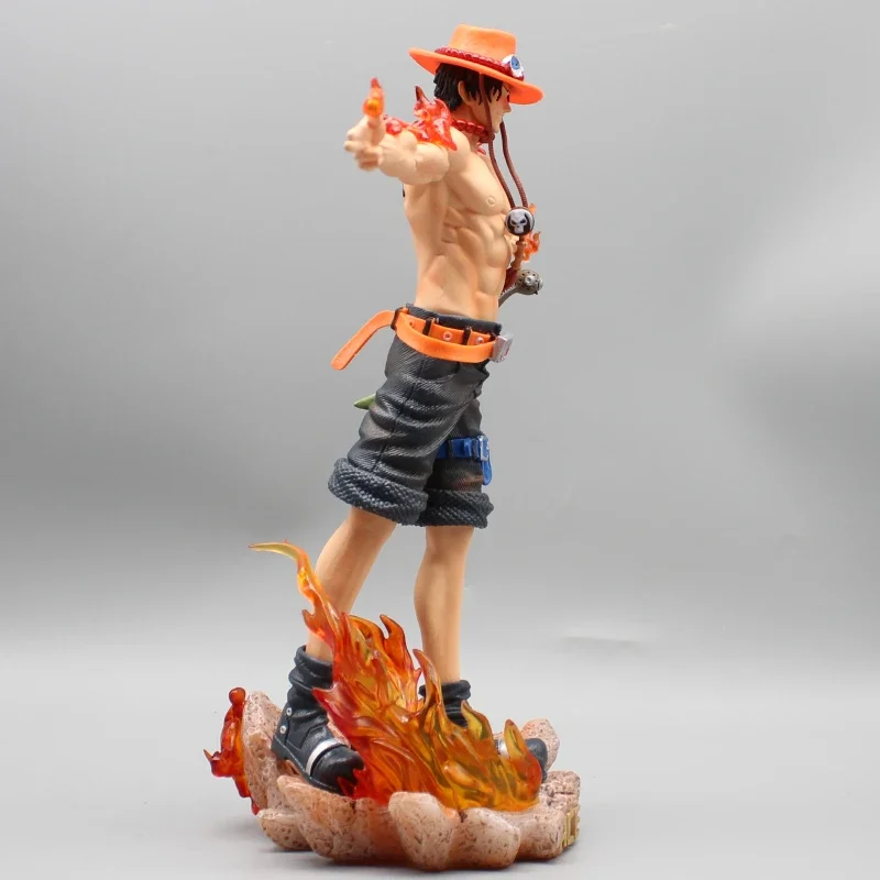 28cm One Piece Anime Flame Ace Figure Collection Scene Gk Action Figurine Pvc Model Toy With Light Decoration Ornament Doll Gift